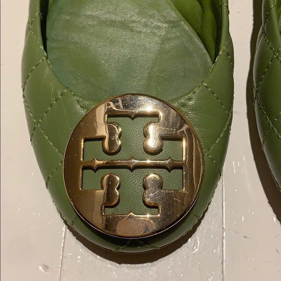 Quilted green Tory Burch flats - Picture 7 of 8